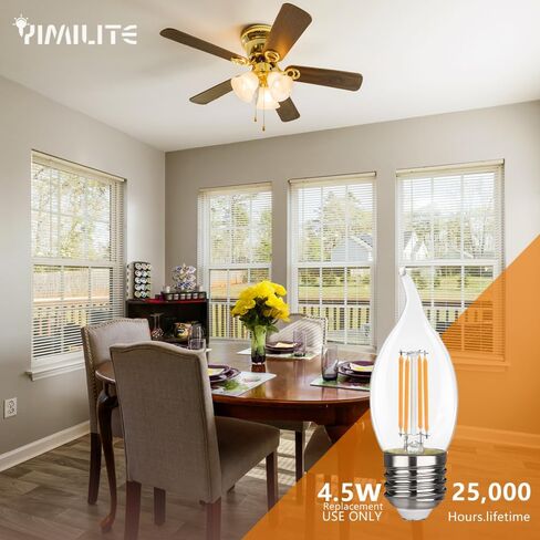 B11 E26 LED Candelabra Bulbs 4W(40 Watt Equivalent) 2700K Warm White 450lm dimmable LED Filament Chandelier Light Bulbs Clear Glass Candle Lamp for Ceiling Fan Home Decor 6 Pack in Kuwait