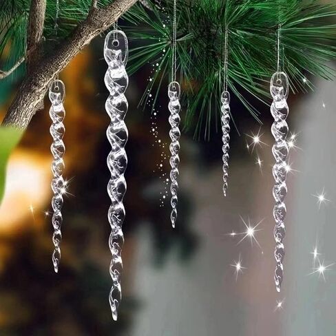 30pcs Icicle Ornaments Clear Plastic Icicle Christmas Ornaments Acrylic Clear icicles for Christmas Tree Decoration (30pcs Icicles Ornament) in Saudi Arabia