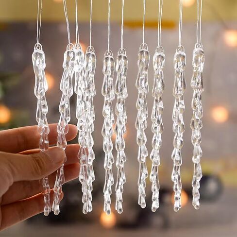 30pcs Icicle Ornaments Clear Plastic Icicle Christmas Ornaments Acrylic Clear icicles for Christmas Tree Decoration (30pcs Icicles Ornament) in Saudi Arabia