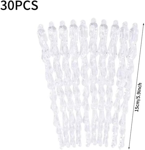 30pcs Icicle Ornaments Clear Plastic Icicle Christmas Ornaments Acrylic Clear icicles for Christmas Tree Decoration (30pcs Icicles Ornament) in Saudi Arabia