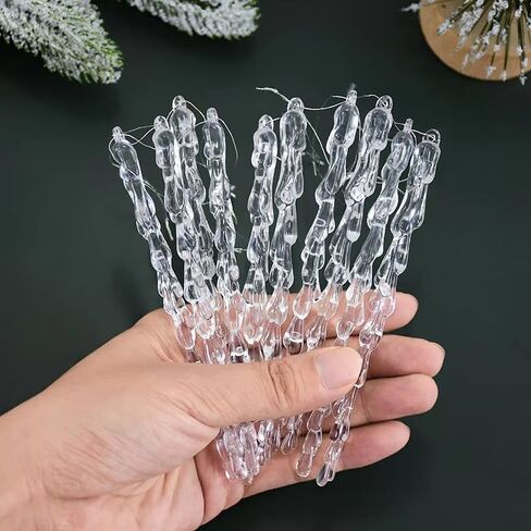 30pcs Icicle Ornaments Clear Plastic Icicle Christmas Ornaments Acrylic Clear icicles for Christmas Tree Decoration (30pcs Icicles Ornament) in Saudi Arabia