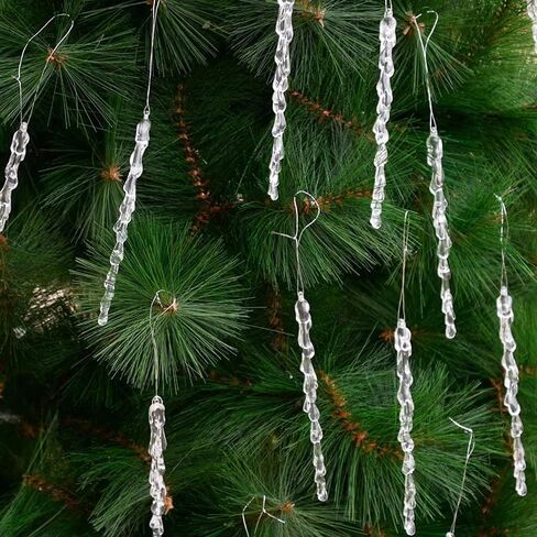 30pcs Icicle Ornaments Clear Plastic Icicle Christmas Ornaments Acrylic Clear icicles for Christmas Tree Decoration (30pcs Icicles Ornament) in Saudi Arabia