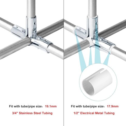 12 مجموعة من وصلات الأنابيب المعدنية ذات 4 اتجاهات، تناسب أنابيب الفولاذ المقاوم للصدأ OD 19.1 مم، وتناسب الأنابيب المعدنية الكهربائية مقاس 1/2 بوصة مع حشوات محول PE in Kuwait