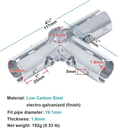 12 مجموعة من وصلات الأنابيب المعدنية ذات 4 اتجاهات، تناسب أنابيب الفولاذ المقاوم للصدأ OD 19.1 مم، وتناسب الأنابيب المعدنية الكهربائية مقاس 1/2 بوصة مع حشوات محول PE in Kuwait
