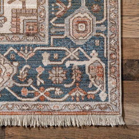 nuLOOM Harriet Vintage Medallion Fringe Area Rug - 4x6 Area Rug Traditional Blue/Multicolor Rugs for Living Room Bedroom Dining Room Kitchen in Saudi Arabia