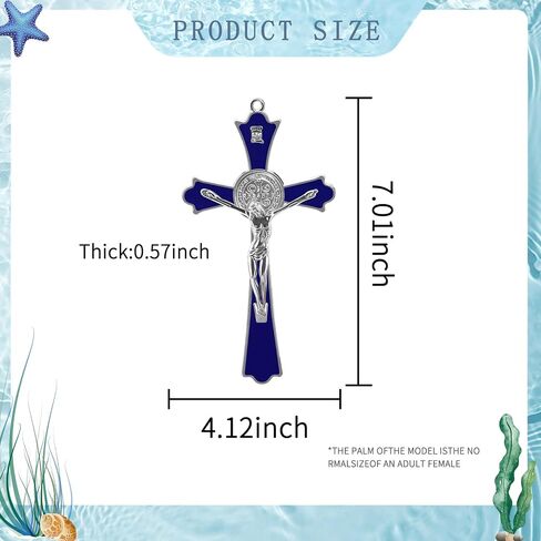 YionZian 7" Metal Enamel Large Saint Benedict Crucifix Wall Cross Cruz Del Perdon Catolica Glow in The Dark Jesus Cross for Home Wall Art Give Blessing Spiritual Sacred in Saudi Arabia