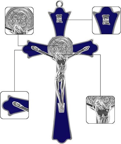 YionZian 7" Metal Enamel Large Saint Benedict Crucifix Wall Cross Cruz Del Perdon Catolica Glow in The Dark Jesus Cross for Home Wall Art Give Blessing Spiritual Sacred in Saudi Arabia
