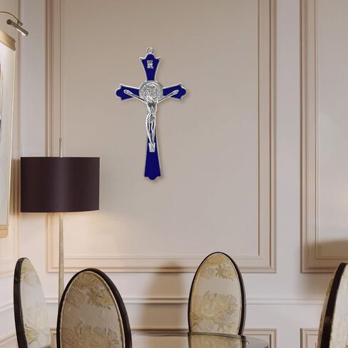 YionZian 7" Metal Enamel Large Saint Benedict Crucifix Wall Cross Cruz Del Perdon Catolica Glow in The Dark Jesus Cross for Home Wall Art Give Blessing Spiritual Sacred in Saudi Arabia