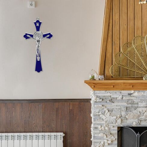 YionZian 7" Metal Enamel Large Saint Benedict Crucifix Wall Cross Cruz Del Perdon Catolica Glow in The Dark Jesus Cross for Home Wall Art Give Blessing Spiritual Sacred in Saudi Arabia