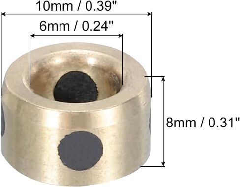 MECCANIXITY Sleeve Bearings 5mm/0.2" Bore,10mm/0.39" OD,25mm/0.98" Height,Wrapped Oilless Bushings Brass Graphite,JDB Oilless Graphite Lubricating Brass Bearing Bushing Sleeve Pack of 2 in Saudi Arabia