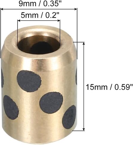 MECCANIXITY Sleeve Bearings 5mm/0.2" Bore,10mm/0.39" OD,25mm/0.98" Height,Wrapped Oilless Bushings Brass Graphite,JDB Oilless Graphite Lubricating Brass Bearing Bushing Sleeve Pack of 2 in Saudi Arabia