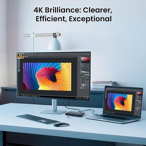 4K@60Hz KVM Switch for 2 Monitors 2 Computers, Dual Monitor HDMI Matrix 4 in 2 Out Extend Display, KVM Switch with 4 USB 3.0 port, 4 HDMI input & 2 HDMI output port, Support Hotkey and Remote Control in Saudi Arabia