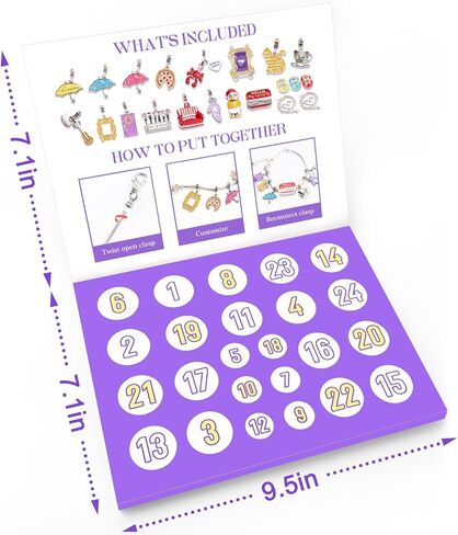 مجموعة أساور Advent Calendar 2024-24 Days of FRIENDS Charm - عرض تلفزيوني هدية عيد الميلاد للرجال والنساء البالغين in Kuwait