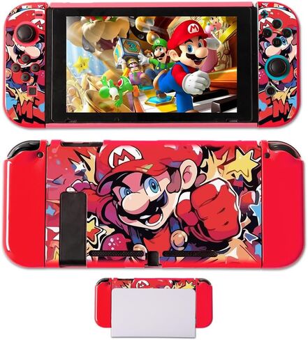 PERFECTSIGHT مصممة لجهاز نينتندو سويتش، حافظة واقية من مادة TPU للفتيات والأولاد والأطفال، حافظة قابلة للإرساء على شكل قذيفة كاواي متوافقة مع غطاء نينتندو سويتش مع قطعتين من أغطية قبضة الإبهام (لحن) in Kuwait