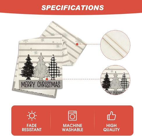 Artoid Mode Grey Stripes Pine Trees Merry Christmas Table Runner, Winter Xmas Holiday Kitchen Dining Table Decoration for Home Party Decor 13x72 Inch in Saudi Arabia