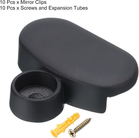 uxcell Mirror Clips, 10Pcs - Zinc Alloy Oval Mirror Holder Clips, Mirror Holders for Wall Mounting, Bathroom Glass Clips for 3-5mm Thick Mirror (Black) in Saudi Arabia