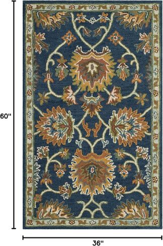 سجادة SAFAVIEH Heritage Collection - 4' x 6'، كحلي، صوف شرقي تقليدي مصنوع يدويًا، مثالية للمناطق ذات حركة المرور العالية في المدخل، غرفة المعيشة، غرفة النوم (HG654A) in Saudi Arabia