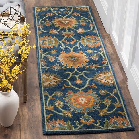 سجادة SAFAVIEH Heritage Collection - 4' x 6'، كحلي، صوف شرقي تقليدي مصنوع يدويًا، مثالية للمناطق ذات حركة المرور العالية في المدخل، غرفة المعيشة، غرفة النوم (HG654A) in Saudi Arabia