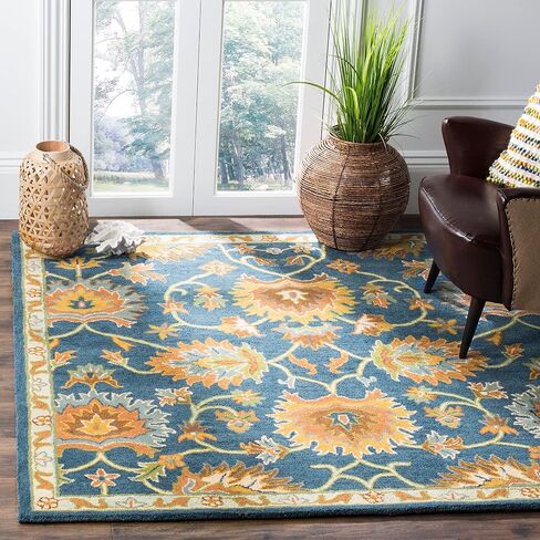 سجادة SAFAVIEH Heritage Collection - 4' x 6'، كحلي، صوف شرقي تقليدي مصنوع يدويًا، مثالية للمناطق ذات حركة المرور العالية في المدخل، غرفة المعيشة، غرفة النوم (HG654A) in Saudi Arabia