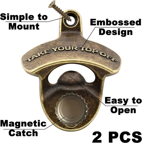 Wall Mounted Magnetic Bottle Opener, Vintage Metal Table Mounted Beer Cap Opener for Festival Gifts (3 Packs) in Saudi Arabia