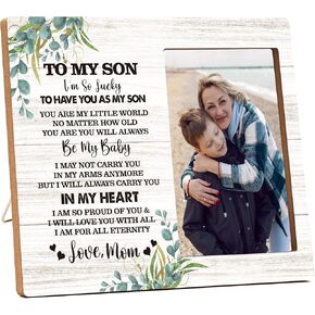 Son Gift Picture Frame, Graduation Gifts for Son from Mom Parents, To My Son Photo Frame, Love from Mom Picture Frames, Gift for Birthday Christmas Wedding, Mother and Son Frame Decor Supplies -C15