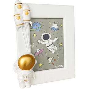 5x7 Plastic Astronaut Photo Frame 3D Space Picture Frame Set Space Room Decoration (grey vertical)