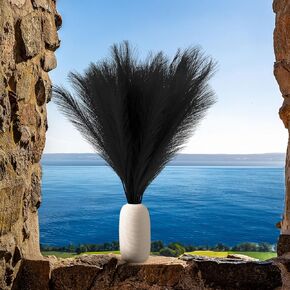 22" Faux Pampas Grass, Short Artificial Pompous Grass, 35 PCs of Black Fake Pompas Branches, Vase Filler, Fluffy Decor Bulrush Reed for Farmhouse, Room, Events and Boho Wedding, Fall Decoration