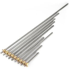 T8 Screw Rod, 8mm Trapezoidal Stainless Steel Threaded Rod Screw and Brass Nut for 3D Printer(400mm)