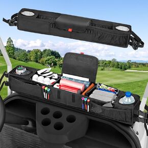 Golf Cart Front Storage Basket, No-Drilling Golf Cart Organizer Foldable Universal Compatible with EZGO, Club Car, Kandi Electirc Golf Cart, 1680D Golf Cart Storage Organizer