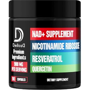 NAD+ Supplement with Liposomal Nicotinamide Riboside 900mg NR, Resveratrol, Quercetin - 90 Capsules - Cellular Production & Restoration, Aging Well, Vitality