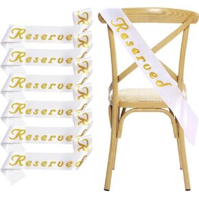 Reserved Seating Signs,Reserved Signs for Wedding,6 Pcs Large Reserved Seating Signs for Chair Hanging Wedding Gold