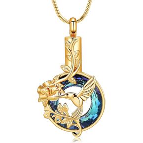 zeqingjw Hummingbird Cremation Crystal Urn for Ashes Adult Male Necklace Ashes Keepsake Urn Jewelry for Ashes for Women