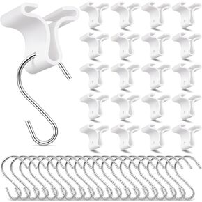Moxweyeni 50 Pack Drop Ceiling Hooks Ceiling Hanger White Ceiling Grid Clips with Metal S Hooks for Hanging Plants Office Signs New Year Decorations
