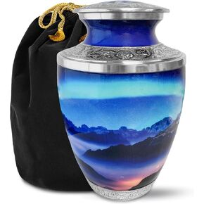 Cremation Urns for Human Ashes - Aurora Borealis Large Decorative Urn for Adult Men & Women - Burial Urns for Adult Human Ashes