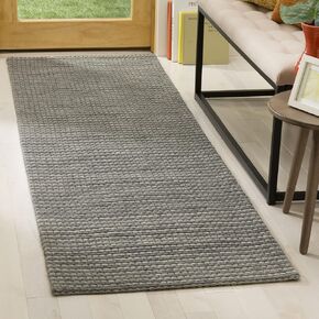 SAFAVIEH Natura Collection Runner Rug - 2'3" x 8', Dark Grey, Handmade Solid Wool, Ideal for High Traffic Areas in Living Room, Bedroom (NAT801H)
