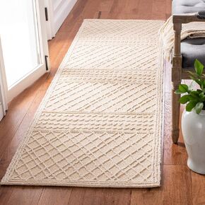 SAFAVIEH Trace Collection Runner Rug - 2'3" x 8', Ivory, Handmade Wool & Viscose, Ideal for High Traffic Areas in Living Room, Bedroom (TRC220A)