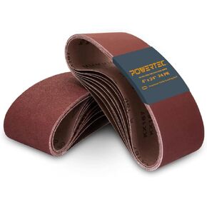 POWERTEC 4 x 24 Inch Sanding Belts, 6 Each of 60 80 120 150 240 400 Grits, 36PK, Aluminum Oxide Belt Sander Sanding Belt Assortment, Sandpaper for Oscillating Belt and Spindle Sander (110008-P2)