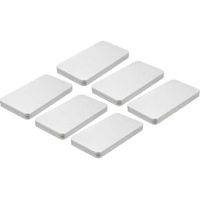 uxcell Metal Tin Box Containers, 6Pcs 6.3x4.3x1.4 Inch Silver Mini Portable Metal Rectangular Empty Hinged Tins Box with Lid for Candy Tins Gift Card