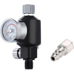 ENDOZER 1/4" NPT Inlet and Outlet Air Compressor Water Separator Clean Dry Air, with Drain Valve and Pressure Regulator for Spray Gun
