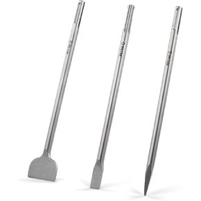 ZELCAN Chisel Set with SDS Max Shanks, 3pc Masonry Concrete Drill Bit Set, 18" Flat Point Scaling Chisels 40Cr Steel SDS Max Bits Rotary Hammer Drill Home Improvement Tool Kit for Brick Stone Concrete