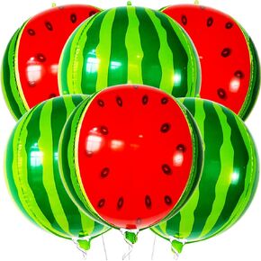KatchOn, Watermelon Balloons for Watermelon Decorations - Big 22 Inch, Pack of 6 | 360 Degree 4D Watermelon Balloon for Watermelon Party Supplies | One In A Melon Party Decorations, Fruit Balloons