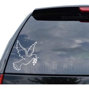 DiamondCutStickerz Dove Bird Peace Olive Branch Decal Sticker Car Truck Motorcycle Window Bumper Laptop Wall Decor - Size (09 inch / 23 cm Tall) - Color (Gloss White)