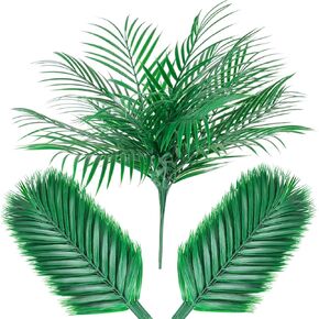 30PCS Palm Leaves Decor, Green Foliage Artificial Palm Leaves with Stems for Palm Sunday, Home Decor, Party Supplies