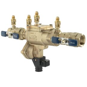 Febco LF860 Series 3/4" Lead-Free Bronze Reduced Pressure Zone Backflow Preventer Assembly, Quarter Turn Shutoff, Small Diameter, Flood Sensor with SentryPlus Alert Technology for Relief Valve