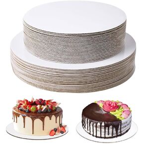55 PCS Cake Boards Round, 30PCS 10Inch & 25PCS 12Inch Cardboard Cake Circle Base Boards Perfect for Cake Decorating (White)