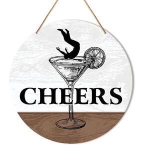 Funny Bar Decor Sign, Pub Hanging Signs Decor Farmhouse Drinking Sign Wall Decorations for Home Bar, Man Cave Bar, Kitchen, Housewarming Gift for Man Woman Bartender, Would Drink Here Again