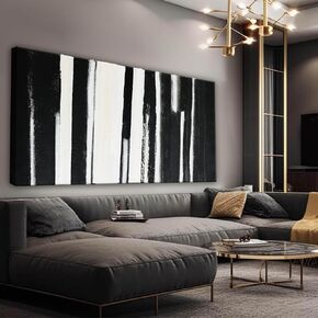 QSQ Black and White Abstract Wall Art Decor Modern Wall Decorations Home paintings Decor Wall Art Prints Minimalist Stripes Artwork for Living Room Wall Bedroom Office Decor 20"×40"