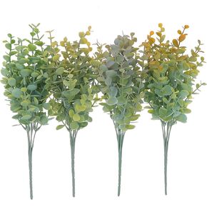 11Pcs Gold Artificial Eucalyptus Stems Ginkgo Leaves Rose Flower Simulated Berries Branches DIY Bouquet Plant Decor Christmas Party Table Centerpiece