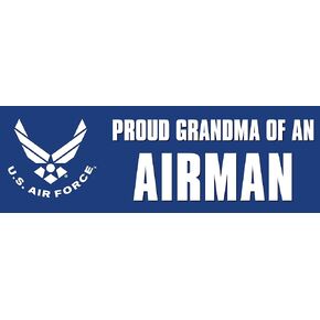 Proud Grandma of an Airman Bumper Sticker (Logo Wings us air Force Decal for car Truck Plane or Cooler (3 x 9 inch) USAF Licensed