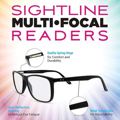 Sightline Six-006 Multifocus Reading Glasses- Premium Quality Frame -Medium to Large Fit 2.00 Magnification in Saudi Arabia